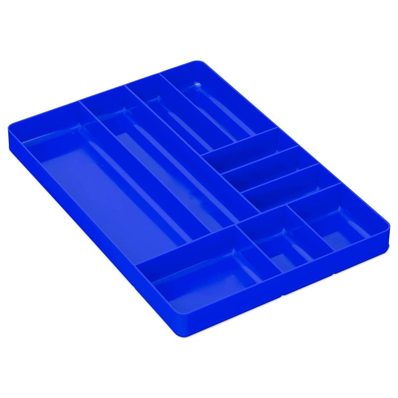 Ernst Manufacturing Ernst MFG 10 Compartment Drawer Organizer: Heavy Duty Stackable Tray for Automotive Garage Tool Organization - Low-Profile Toolbox Storage - Nuts and Bolts, Tools, Parts, Easy to Clean - Blue - Image 1